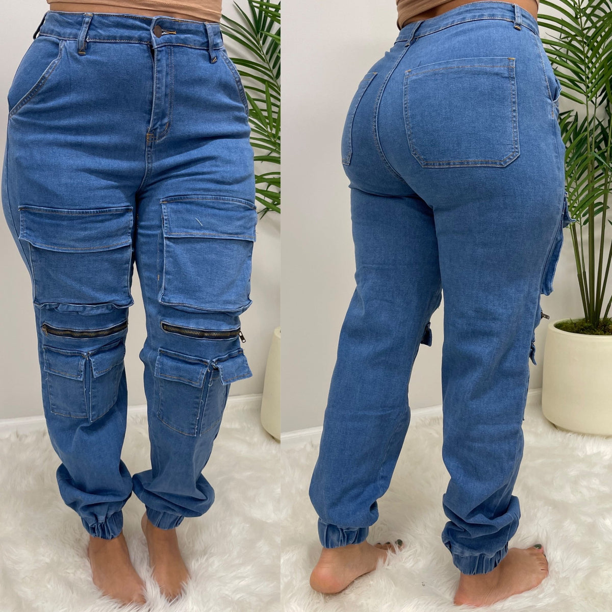 High Rise Denim Joggers