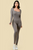 Square Neck Ribbed Long Sleeve Jumpsuit